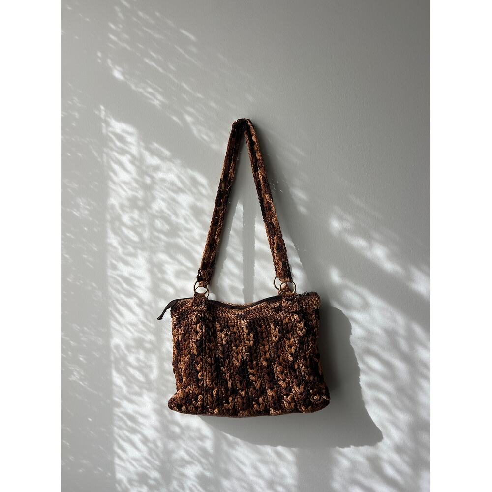 Y2K Vintage Brown Bag Purse Hangbag With Silver Star Hardware Feature